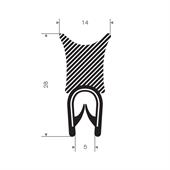 PVC/Moosgummi Klemmprofil 1-4mm / BxH=14x28mm (L=50m)