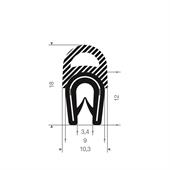 PVC/Moosgummi Klemmprofil 1,5-3mm / BxH=10,3x18mm (L=50m)