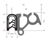 PVC/Moosgummi Klemmprofil 2,5-4mm / BxH=32x16mm (L=50m)