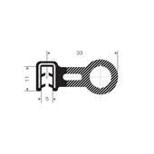 PVC/Moosgummi Klemmprofil 5mm / BxH=33x11mm (L=25m)