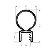 PVC/Moosgummi Klemmprofil 9-10,5mm / BxH=25x39mm (L=50m)