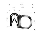PVC/Moosgummi Klemmprofil mit Wulst 1-4mm / BxH=24,4x17,5mm (L=25m)
