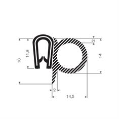 PVC/Moosgummi Klemmprofil mit Wulst 1,5-3mm / BxH=23x18mm (L=25m)