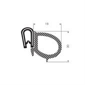 PVC/Moosgummi Klemmprofil mit Wulst 1,5-4mm / BxH=28x20mm (L=50m)