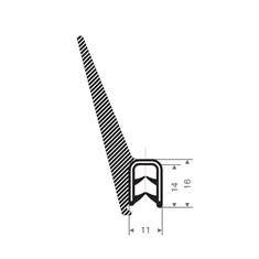 PVC/Moosgummi Klemmprofil mit Wulst 3-5mm / LxB=16x11mm (L=25m)