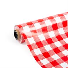 PVC Tischdecke rot/weiß (140cm breit)
