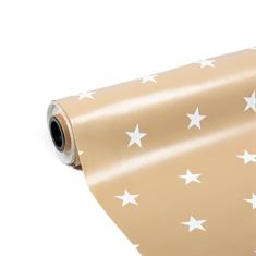 PVC Tischdecke Sterne gold (140cm breit)