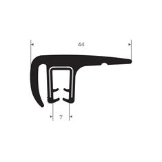 PVC/Vollgummi Klemmprofil mit Wulst 7mm / B=44mm (L=25m)