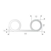 Silikon doppelnotenprofil transparent BxH=44x16mm (L=10m)