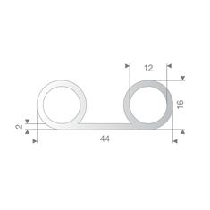 Silikon doppelnotenprofil transparent BxH=44x16mm (L=10m)