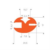 Silikon klemmprofil orange BxH= 23x13mm (L=25m)