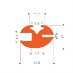 Silikon klemmprofil orange BxH= 23x13mm (L=25m)