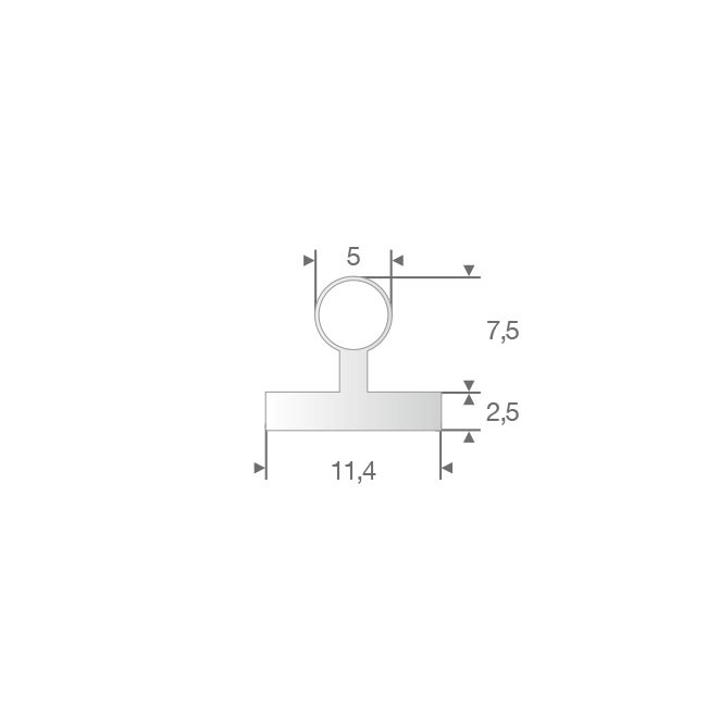Silikon Notenprofil transparent BxH=11,4x10mm (L=100m)