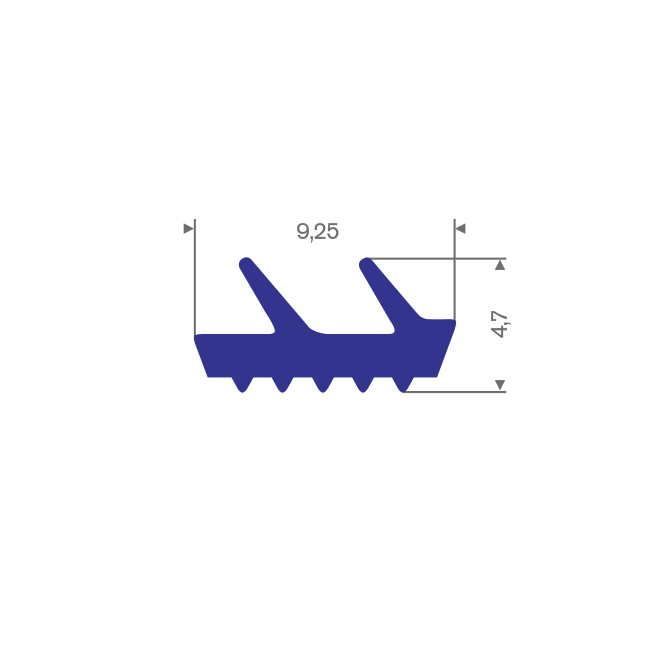 Silikon Profil blau BxH= 9,25x4,7mm (L=200m)