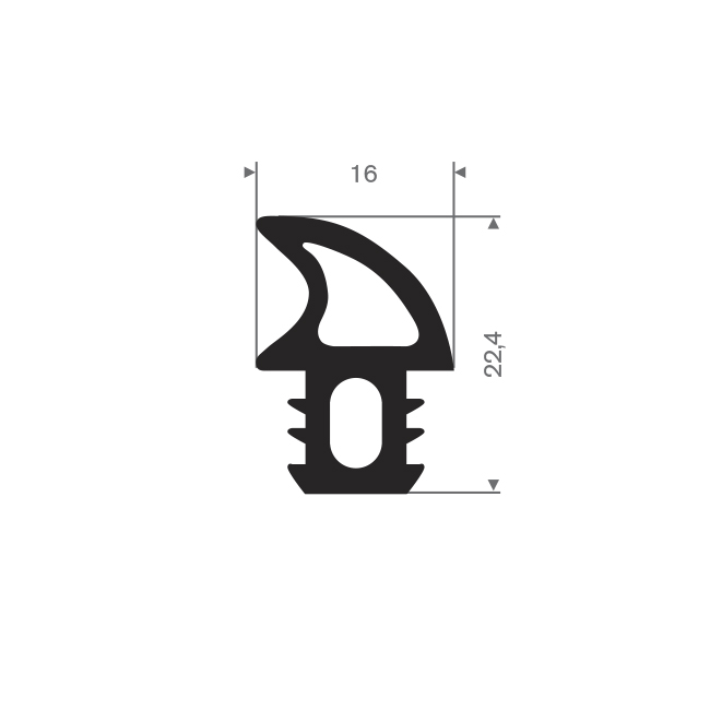 Silikon Profil BxH= 16x22,4mm (L=25m)