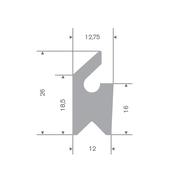 Silikon Profil grau BxH=12x16mm