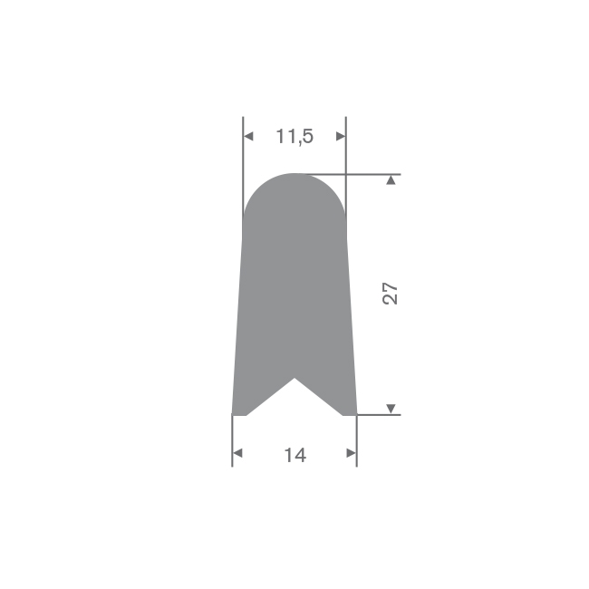 Silikon Profil grau BxH= 14x27mm