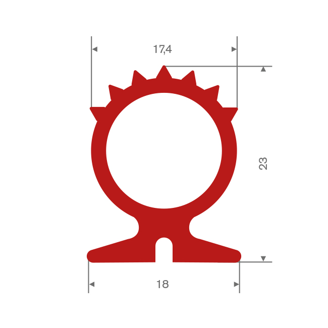 Silikon Profil rot BxH= 18x23mm (L=20m)