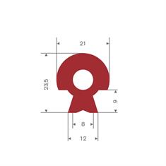 Silikon Profil rot BxH= 21x23,5mm (L=10m)
