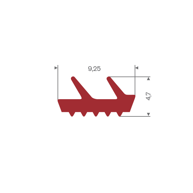 Silikon Profil rot BxH=9,25x4,7mm (L=200m)