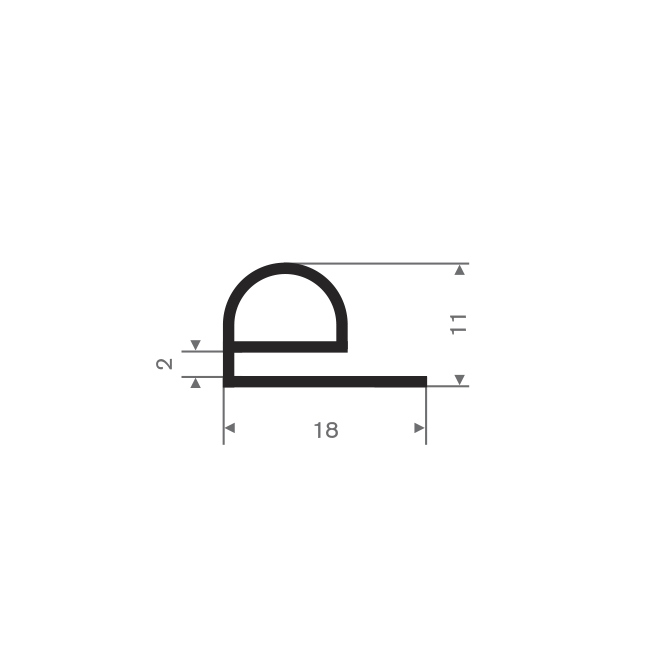 Silikon Profil schwarz BxH= 18x11mm (L=100m)