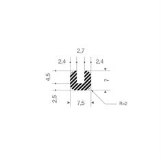 Silikon U-Profil BxH=7,5x7mm (L=110m)