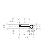 Silikon U-Profil mit Wulst BxH=17x5mm schwarz (L=100m)