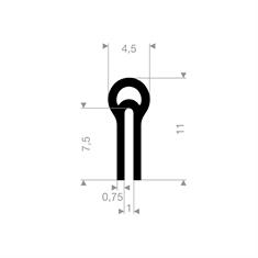 Silikon U-Profil mit Wulst BxH=4,5x11mm (L=50m)