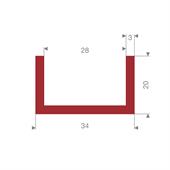 Silikon U-profil rot 28mm / BxH=34x20mm (L=20m)