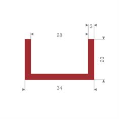 Silikon U-profil rot 28mm / BxH=34x20mm (L=20m)