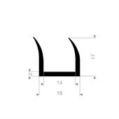 Silikon U-profil Schwarz 14mm / BxH=18x17mm (L=50m)