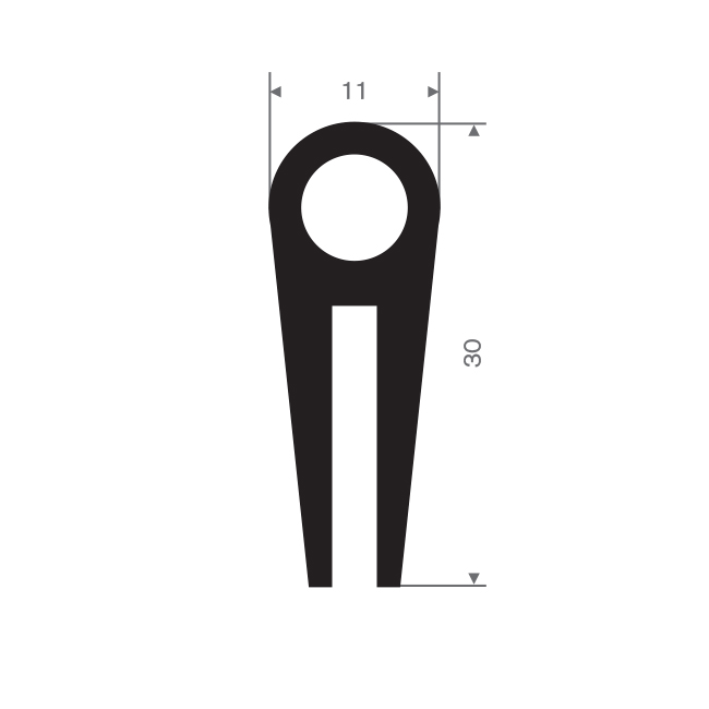 Silikon U-Profil schwarz BxH=11x30mm (L=20m)
