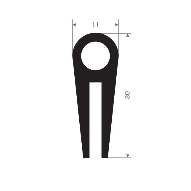 Silikon U-Profil schwarz BxH=11x30mm (L=20m)