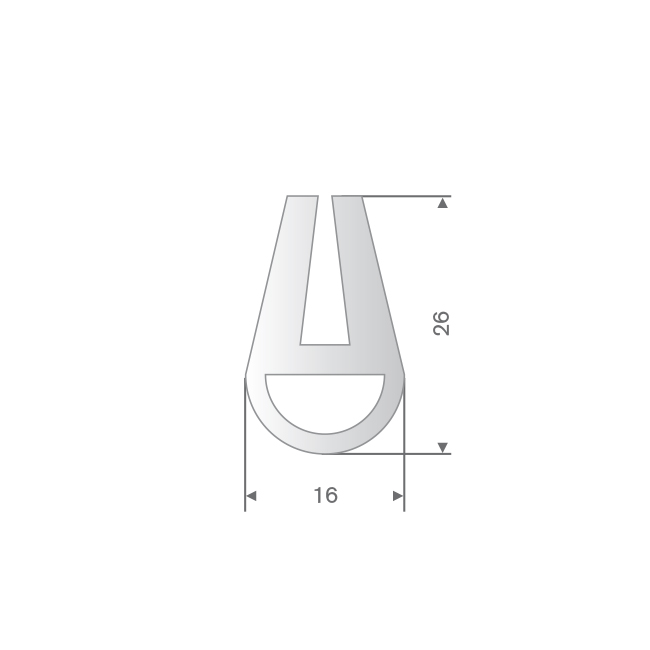 Silikon U-Profil transparent 4,5mm / BxH=16x26mm (L=30m)