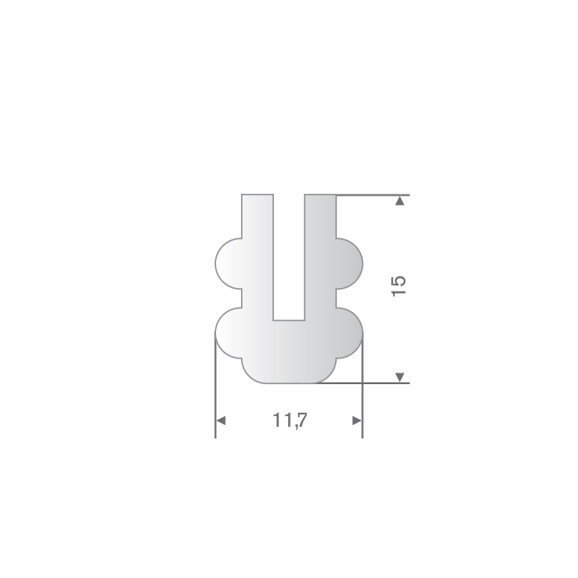 Silikon U-Profil transparent BxH= 11,7x15mm (L=25m)