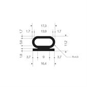Silikonprofil Omega schwarz BxH= 17,3x11,2mm (L=50m)