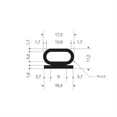Silikonprofil Omega schwarz BxH= 17,3x11,2mm (L=50m)