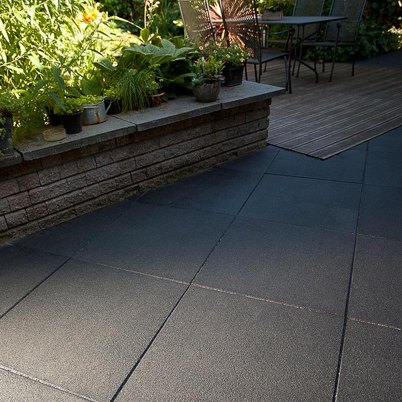 Terrassenplatte schwarz 100x100x2,5cm Terrassenplatten Gummi