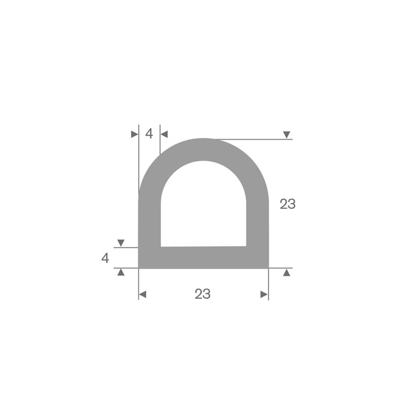 TPE D-Profil grau BxH=23x23mm (L=25m)