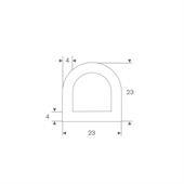 TPE D-Profil weiß BxH=23x23mm (L=25m)