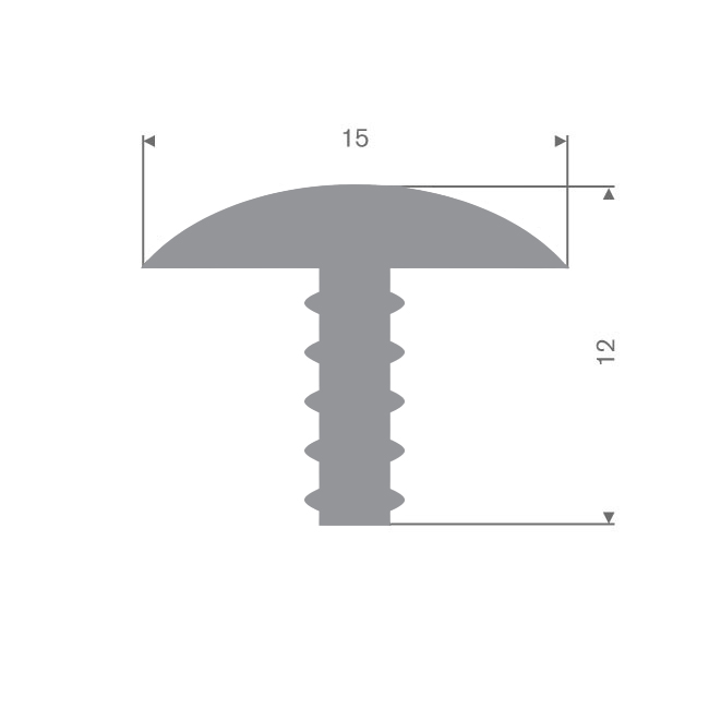 TPE Vollgummi T-Profil grau BxH=15x12mm (L=10m)