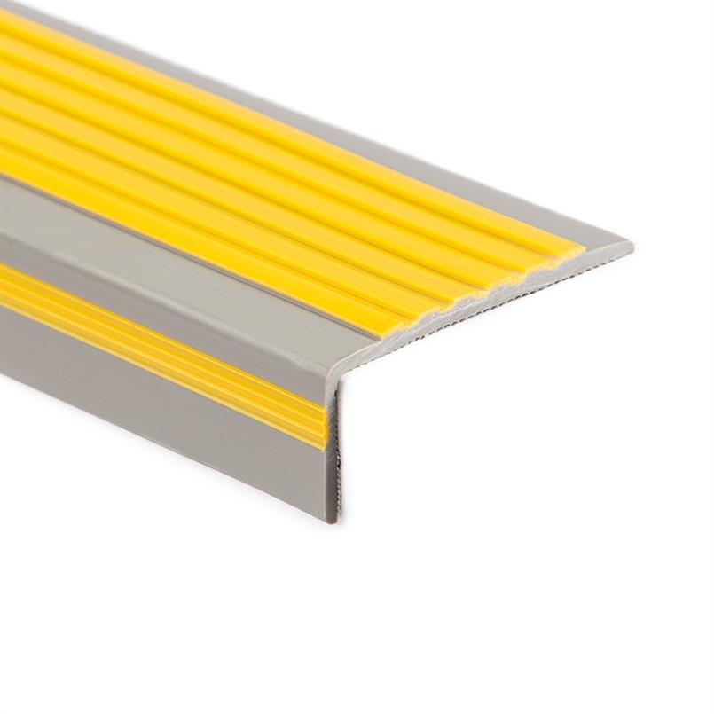 Treppenkantenprofil PVC grau/gelb LxBxH=1500x60x22mm