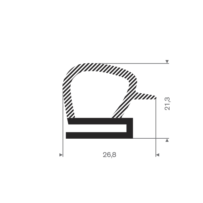 U-Profil mit Keder BxH=26,8x21,3mm (L=25m)