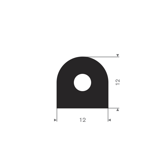 Viton D-Profill BxH=12x12mm