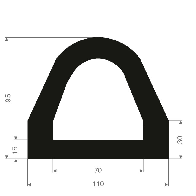 Vollgummi Fenderprofil BxH=110x95mm (Rolle 5 m)