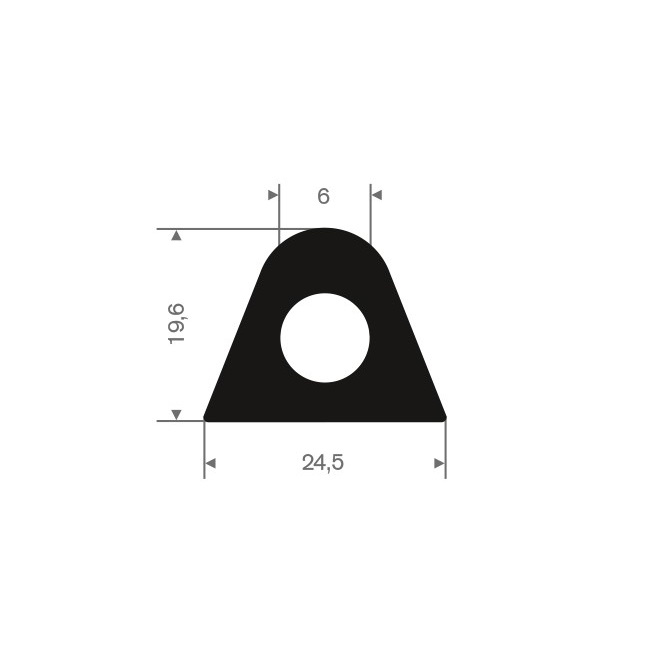 Vollgummi Fenderprofil BxH=24,5x20mm (L=20m)