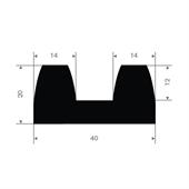 Vollgummi Fenderprofil BxH= 40x20mm (L=25m)