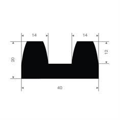 Vollgummi Fenderprofil BxH= 40x20mm (L=25m)