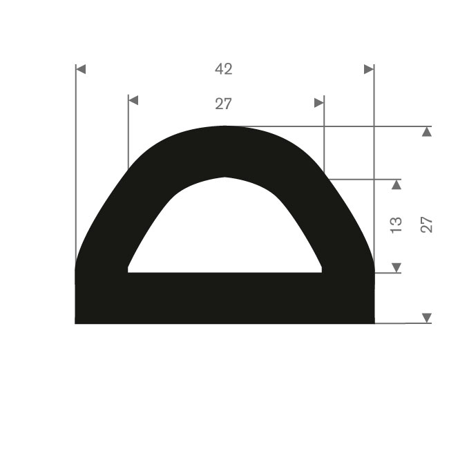 Vollgummi Fenderprofil BxH=42x27mm (L=20m)