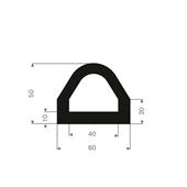 Vollgummi Fenderprofil BxH= 60x50mm (Rolle 5 m)